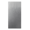 Plancha de revestimiento con acabado metálico ligeramente texturizado en tono gris plateado mate.