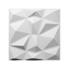 Panel de pared 3D en PVC color blanco con diseño geométrico de triángulos asimétricos en relieve.